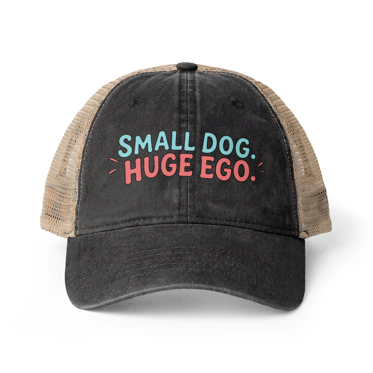 Small Dog, Huge Ego - Women's Washed Mesh-Back Cap