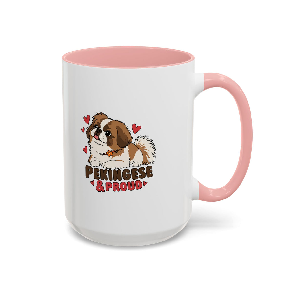 Pekingese and Proud Dog Mug, Red Accent Coffee Mug