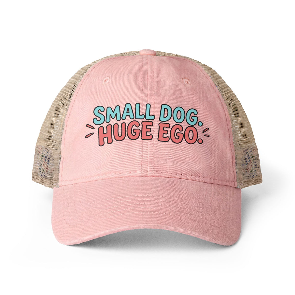 Small Dog, Huge Ego - Women's Washed Mesh-Back Cap