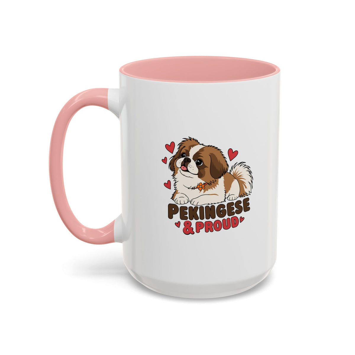 Pekingese and Proud Dog Mug, Red Accent Coffee Mug