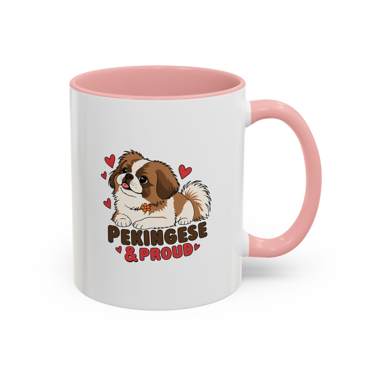 Pekingese and Proud Dog Mug, Red Accent Coffee Mug