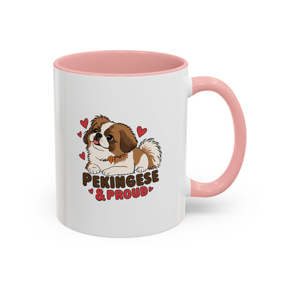 Pekingese and Proud Dog Mug, Red Accent Coffee Mug