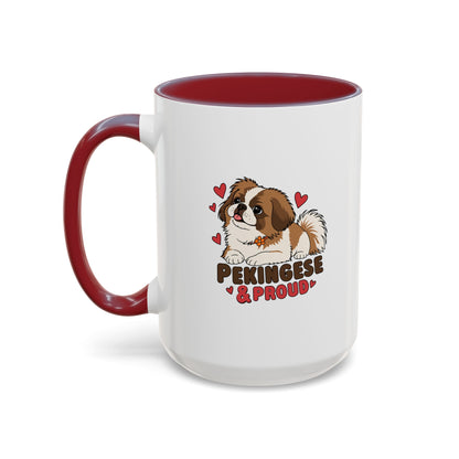 Pekingese and Proud Dog Mug, Red Accent Coffee Mug
