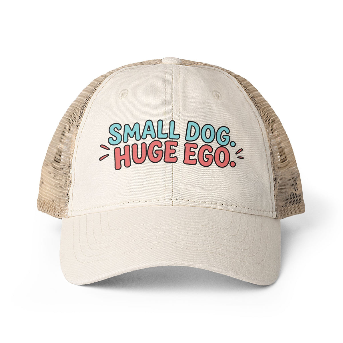 Small Dog, Huge Ego - Women's Washed Mesh-Back Cap