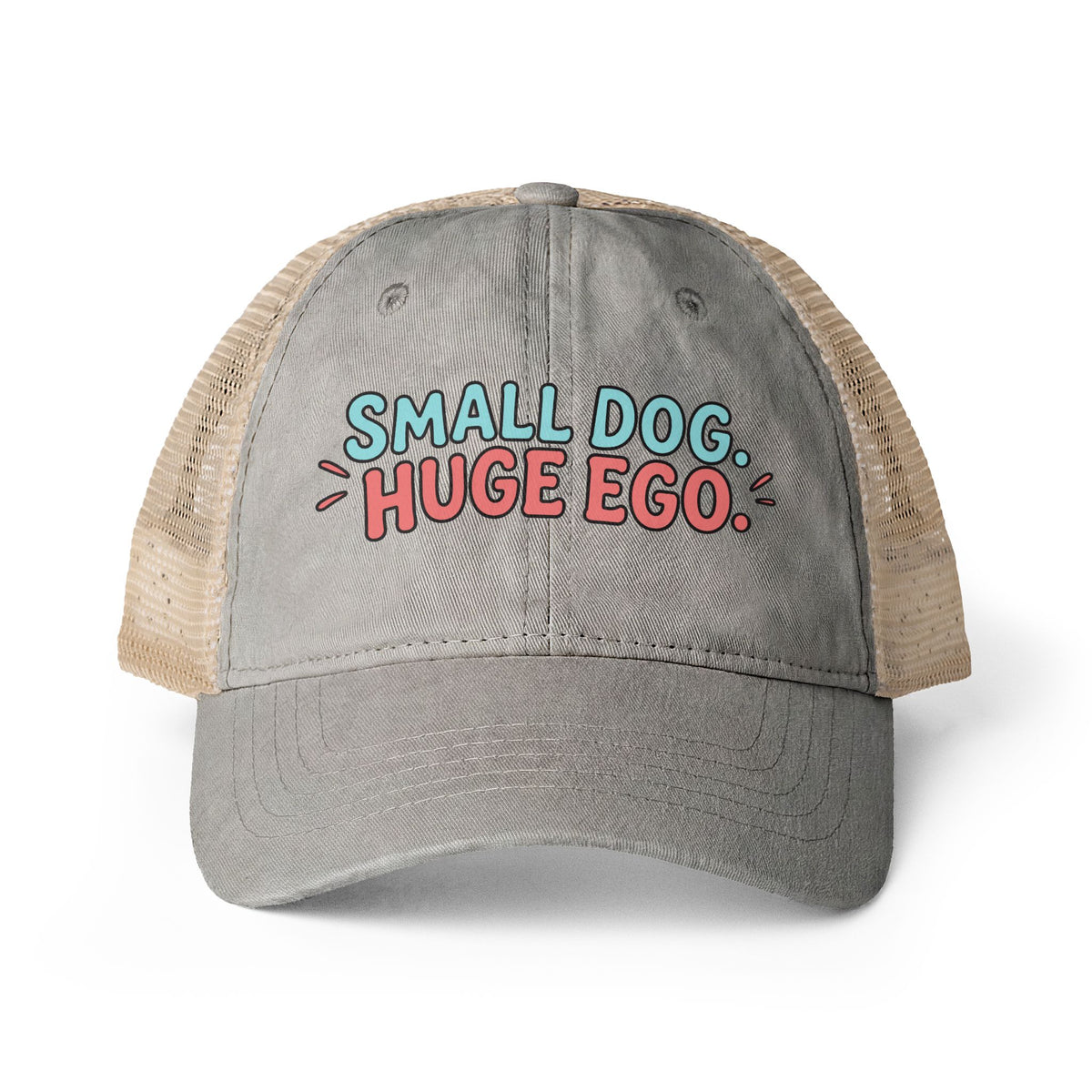 Small Dog, Huge Ego - Women's Washed Mesh-Back Cap