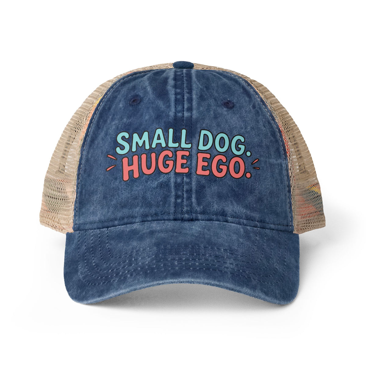 Small Dog, Huge Ego - Women's Washed Mesh-Back Cap