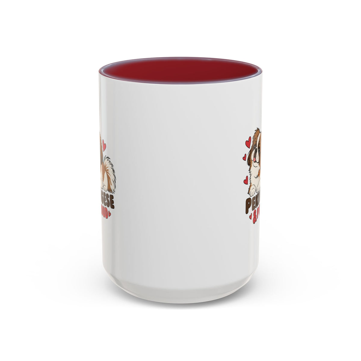 Pekingese and Proud Dog Mug, Red Accent Coffee Mug